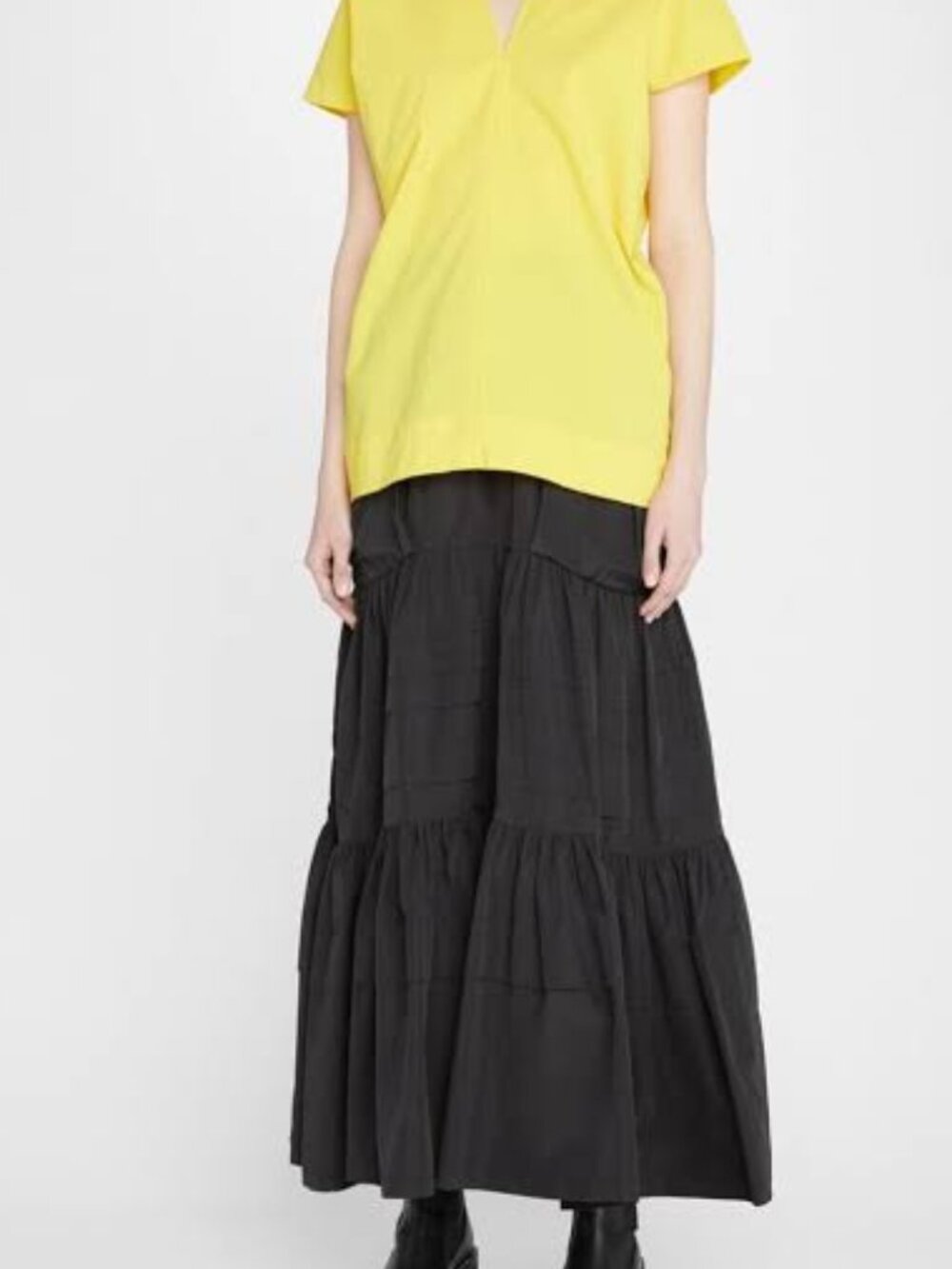 Plan C Parachute Tiered Nylon Maxi Skirt Navy IT 38 US 0
